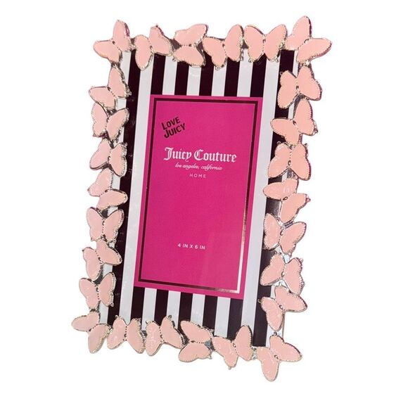 Juicy Couture Home Pink & Silver Butterfly Tabletop Photo Picture Frame 4โ x 6โ - Picture 3 of 7
